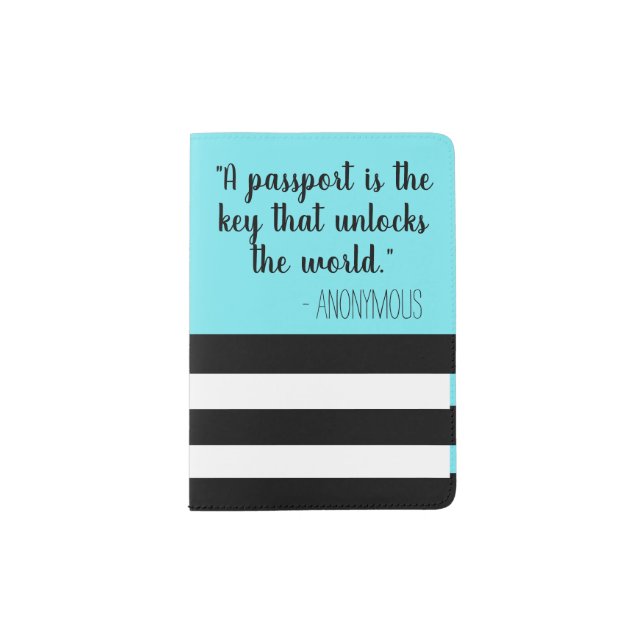 Teal and B&W Striped Passport Holder (Front)