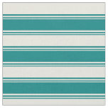 [ Thumbnail: Teal and Beige Colored Stripes/Lines Pattern Fabric ]