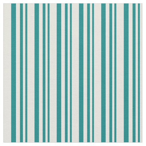 Teal and Beige Lined Pattern Fabric
