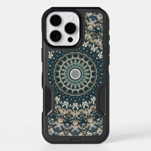 Teal and Beige Mandala Pattern Design iPhone 16 Pro Max Case