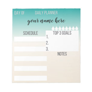 Teal and Beige Personalized Planner Notepad
