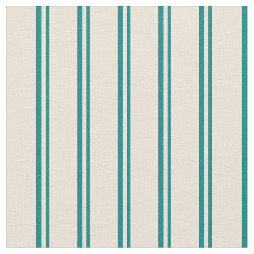 Teal and Bisque Pattern of Stripes Fabric