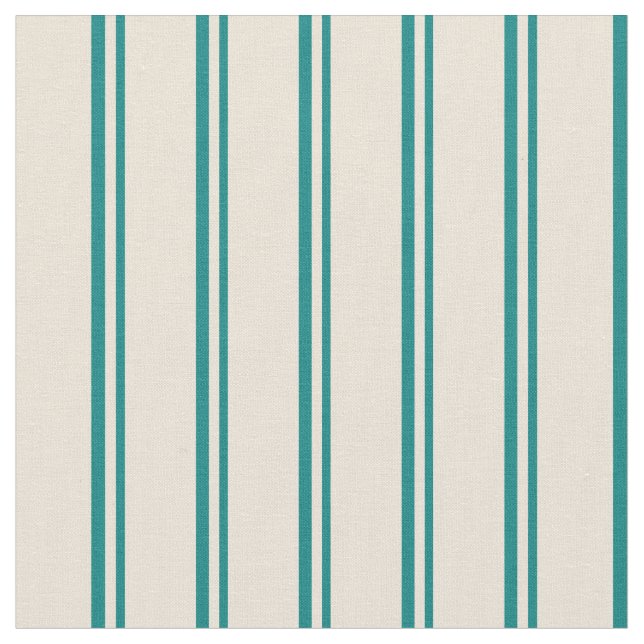 Teal and Bisque Pattern of Stripes Fabric (Close Up)