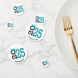 Teal and Black 2025 Graduation Confetti