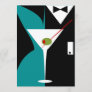 Teal and Black Art Deco Cocktail Birthday Party Invitation