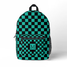 Teal and Black Checkerboard Pattern Monogram