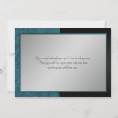 Teal and Black Damask Quinceanera Thank You Card (Back)