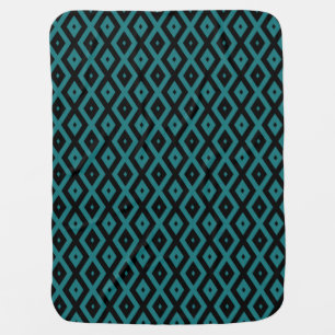 Teal and black diamond pattern baby blanket