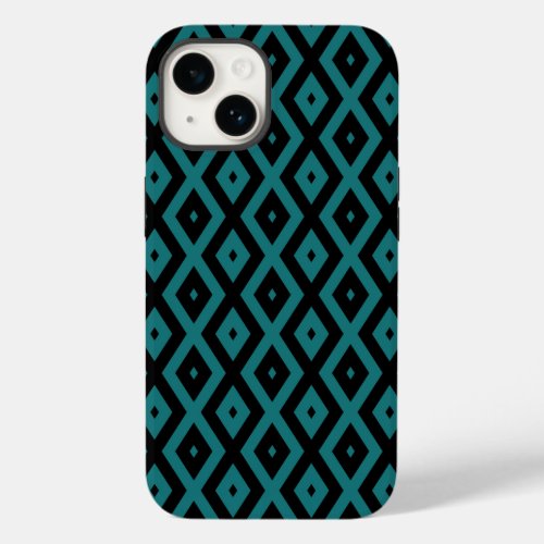 Teal and black diamond pattern Case_Mate iPhone 14 case