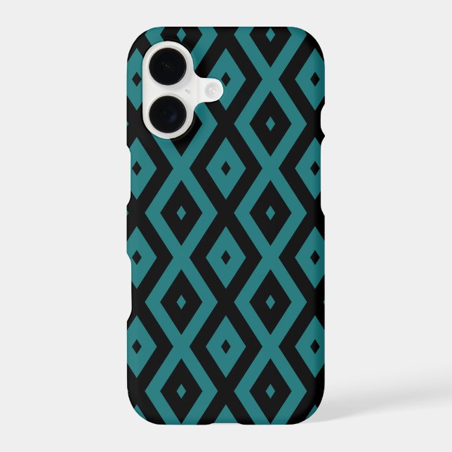 Teal and black diamond pattern Case-Mate iPhone case (Back)