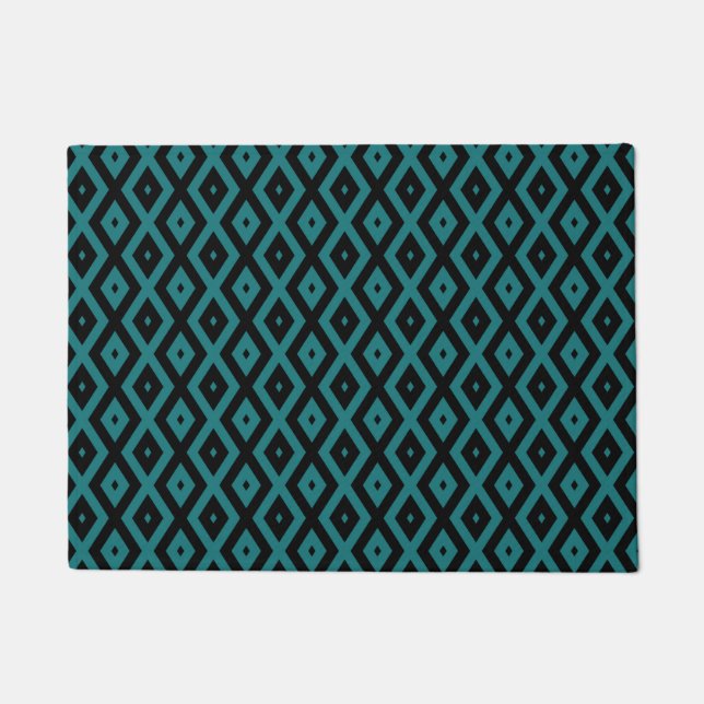 Teal and black diamond pattern doormat (Front)