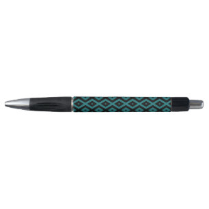 Teal and black diamond pattern pen