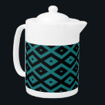 Teal and black diamond pattern teapot<br><div class="desc">Teal and black diamond pattern</div>
