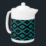 Teal and black diamond pattern teapot<br><div class="desc">Teal and black diamond pattern</div>