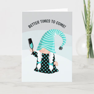 Teal and Black Female Gnome Happy Holidays Photo Holiday Card
