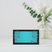 Teal and Black Floral Placecards (Standing Front)