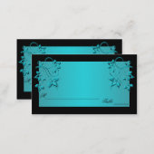 Teal and Black Floral Placecards (Front/Back)
