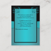 Teal and Black Floral Reception Card (Back)