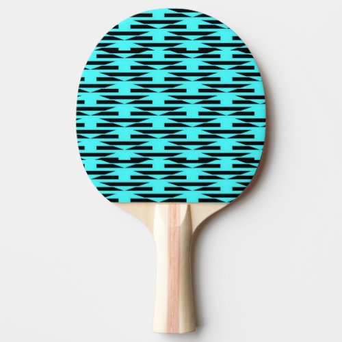 Teal and black geometric patterned ping pong paddle