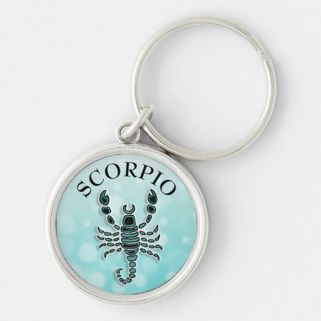 Teal and Black Horoscope Sign Scorpio Keychain (Front)