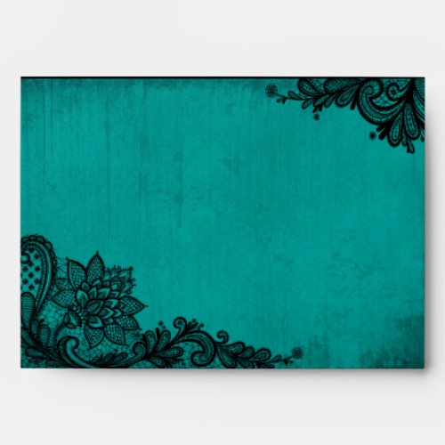 Teal and Black Lace Gothic Wedding Envelopes
