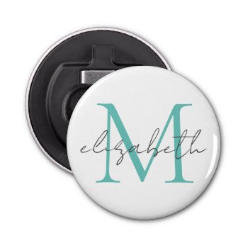 Teal And Black Large Monogram Bottle Opener by jozanehouse at Zazzle