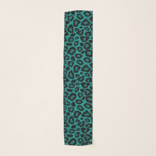 Teal and Black Leopard Print Scarf