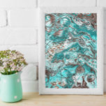 Teal and Black Marble Fluid Art Canvas Print<br><div class="desc">Teal and black marble fluid art,  digital art style pour painting.</div>