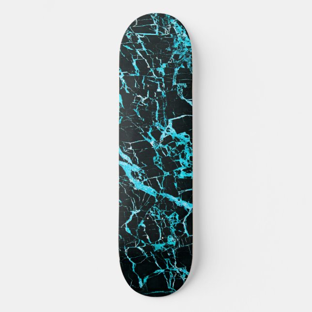 Teal and Black Marble, Skateboard Deck (Front)