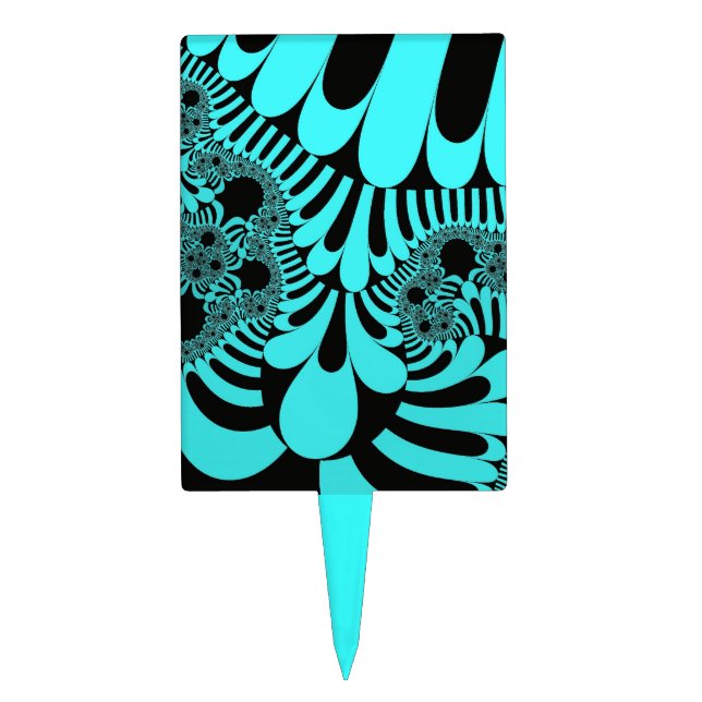 Teal and Black Mod Cake Topper (Front)