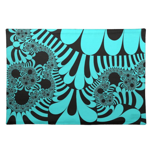 Teal and Black Mod Cloth Placemat (Front)
