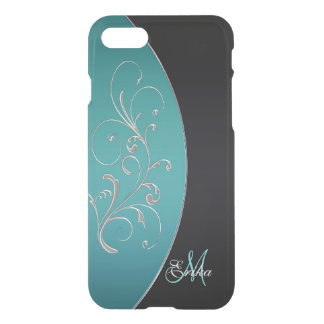 Teal and Black Monogram iPhone 7 Case