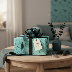Teal and Black Musical Wrapping Paper