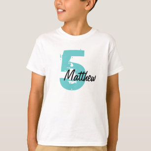 Teal and Black Name and Age T-shirt