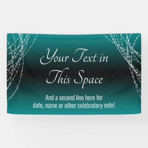 Teal and Black Ombre Lights Add Your Custom Text Banner