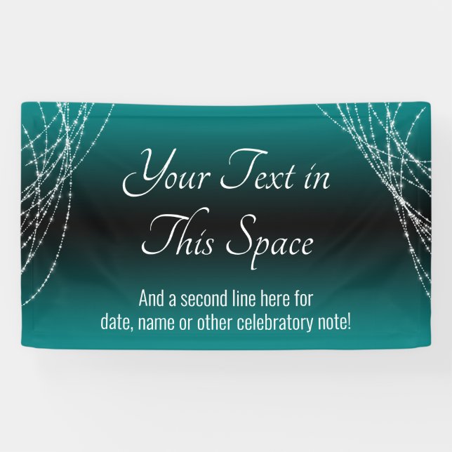 Teal and Black Ombre Lights Add Your Custom Text Banner (Horizontal)