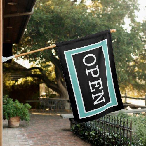 Teal and Black Open Flag for Shop or Business