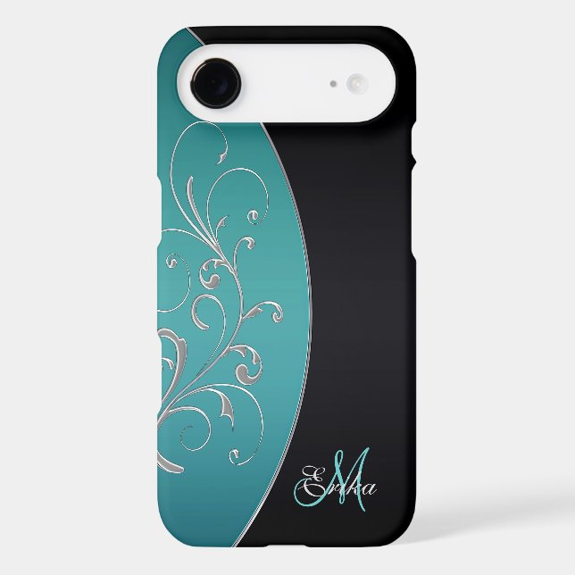 Teal and Black Personalized iPhone 6 Plus Case (Back)
