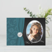 Teal and Black Photo Quinceanera Invitation (Standing Front)