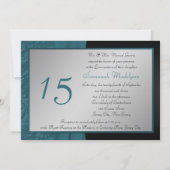 Teal and Black Photo Quinceanera Invitation (Back)