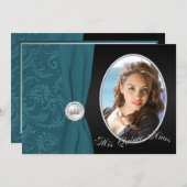 Teal and Black Photo Quinceanera Invitation (Front/Back)