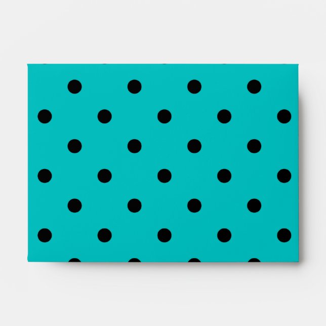 Teal and Black Polka Dot Pattern. Custom Monogram. Envelope (Front)