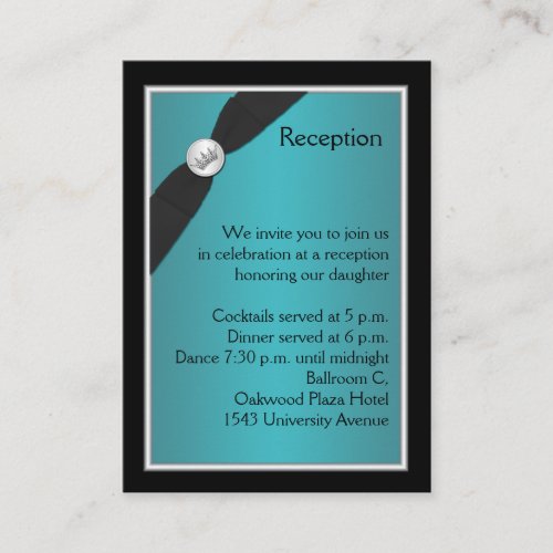 Teal and Black Quinceanera Reception Card Business Card Templates