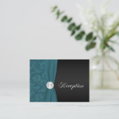 Teal and Black Quinceanera Reception Card (Standing Front)