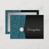 Teal and Black Quinceanera Reception Card (Front/Back)