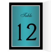 Teal and Black Quinceanera Table Number Card (Inside (Left))