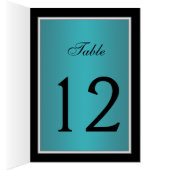 Teal and Black Quinceanera Table Number Card (Inside (Right))