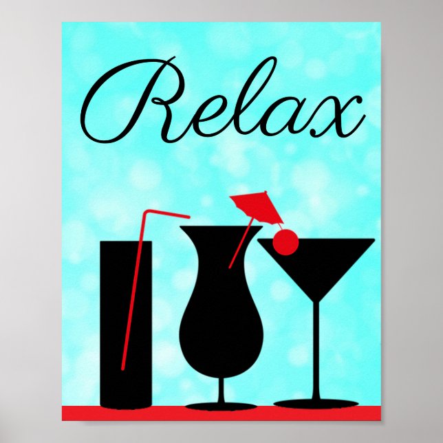 Teal and Black Relax Sign for Kitchen (Front)