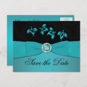Teal and Black Save the Date Postcard (Front/Back)