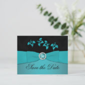 Teal and Black Save the Date Postcard (Standing Front)
